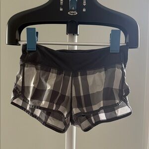lululemon athletica Black and White Checkered Women's Athletic Shorts